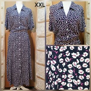 SHIBEVER Black and Pink Floral Dress